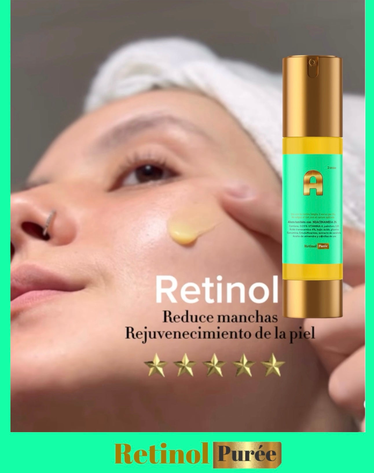 Borra Arrugas y cicatrices tratamiento completo de Retinol, niacinamida para piel desidratada y vieja,y limpiador 100% efectivo cleanser de acido kojico, Vitamina E con propóleos