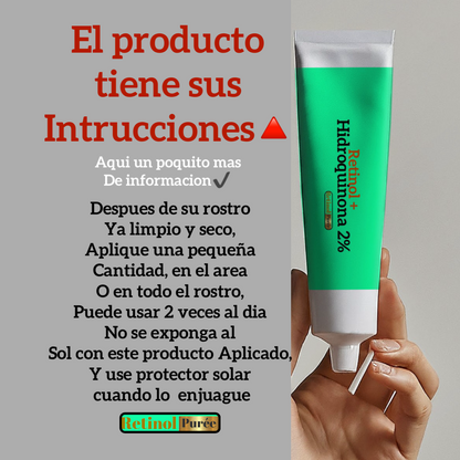 RETINOL+ HIDROQUINONA2%  Vitamina E,B5 es una solución efectiva que Combate MANCHAS/ e hiperpigmentación